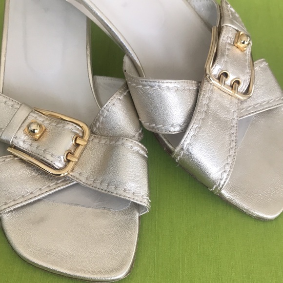 St. John leather sandals lucite heels 7.5 M - Picture 3 of 12